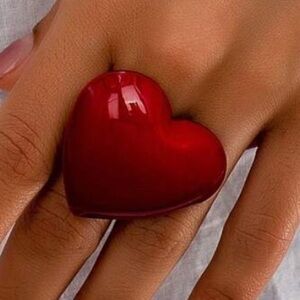 Red Enamel Heart Ring
